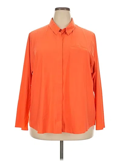 Pre-owned Athleta Long Sleeve Button Down Shirt In Orange