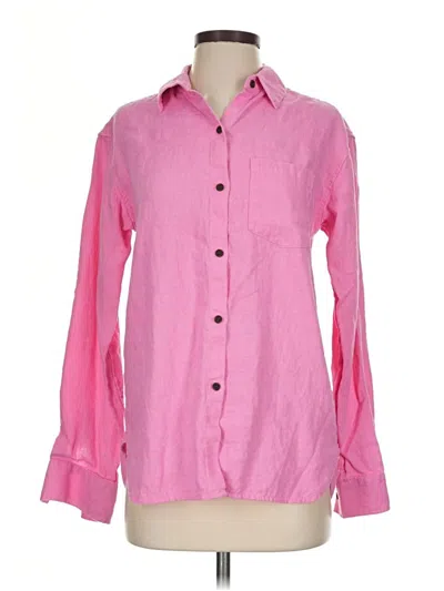 Pre-owned Athleta Long Sleeve Button Down Shirt In Pink