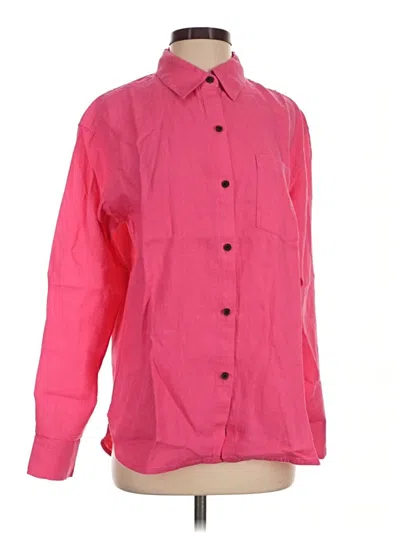 Pre-owned Athleta Long Sleeve Button Down Shirt In Pink