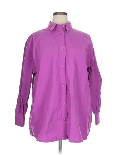 Pre-owned Athleta Long Sleeve Button Down Shirt In Purple