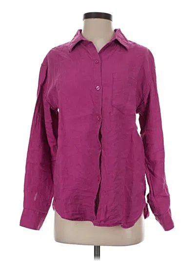 Pre-owned Athleta Long Sleeve Button Down Shirt In Purple