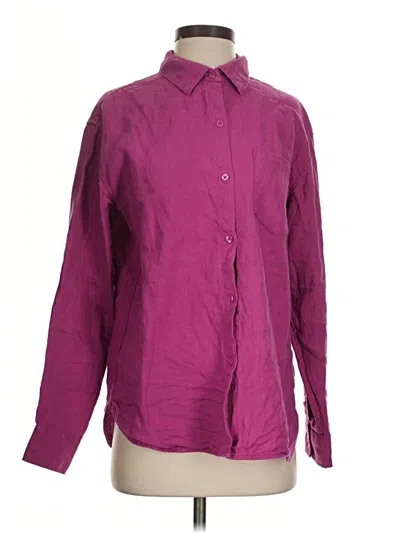 Pre-owned Athleta Long Sleeve Button Down Shirt In Purple
