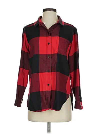 Pre-owned Athleta Long Sleeve Button Down Shirt In Red
