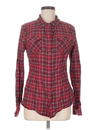 Pre-owned Athleta Long Sleeve Button Down Shirt In Red