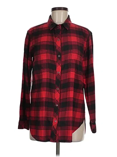 Pre-owned Athleta Long Sleeve Button Down Shirt In Red