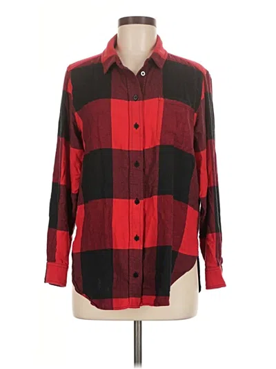 Pre-owned Athleta Long Sleeve Button Down Shirt In Red