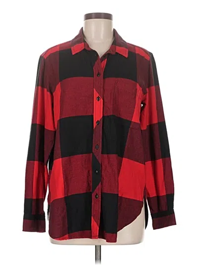 Pre-owned Athleta Long Sleeve Button Down Shirt In Red