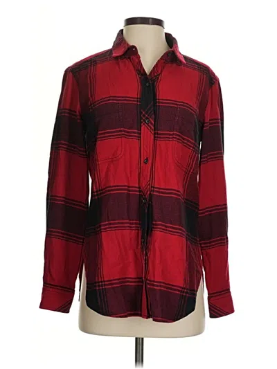 Pre-owned Athleta Long Sleeve Button Down Shirt In Red