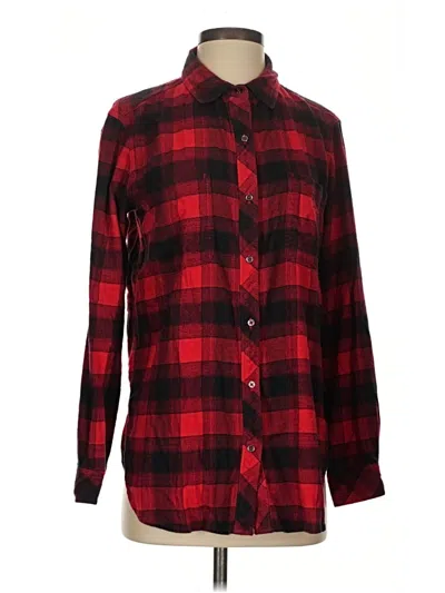 Pre-owned Athleta Long Sleeve Button Down Shirt In Red