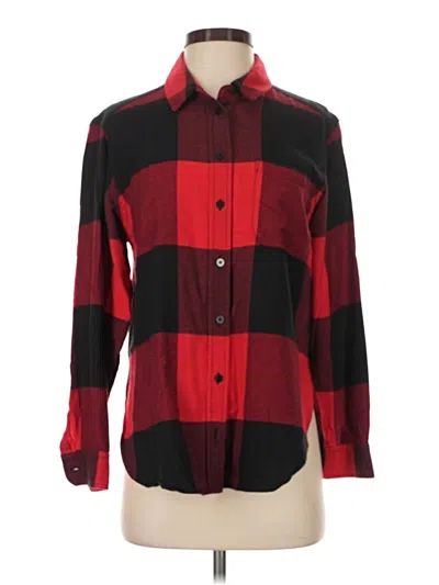Pre-owned Athleta Long Sleeve Button Down Shirt In Red