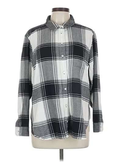 Pre-owned Athleta Long Sleeve Button Down Shirt In Silver