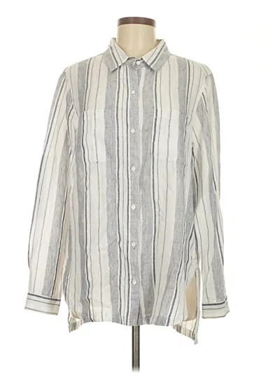 Pre-owned Athleta Long Sleeve Button Down Shirt In Silver