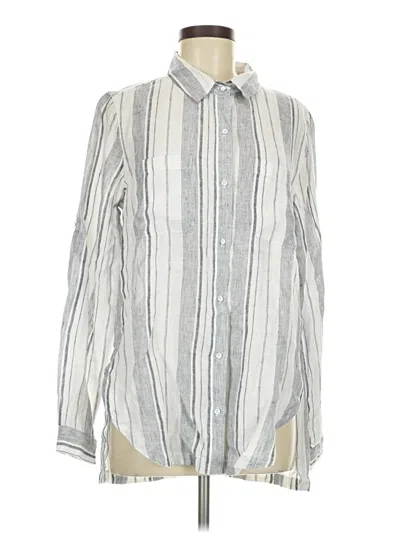 Pre-owned Athleta Long Sleeve Button Down Shirt In Silver