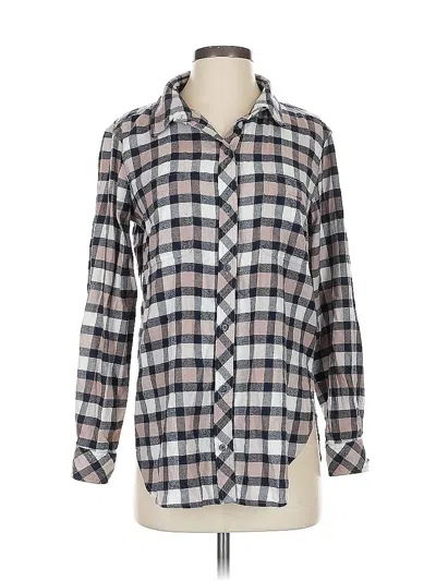 Pre-owned Athleta Long Sleeve Button Down Shirt In White