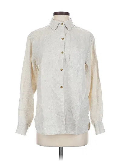 Pre-owned Athleta Long Sleeve Button Down Shirt In White