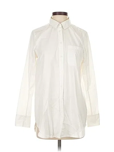 Pre-owned Athleta Long Sleeve Button Down Shirt In White