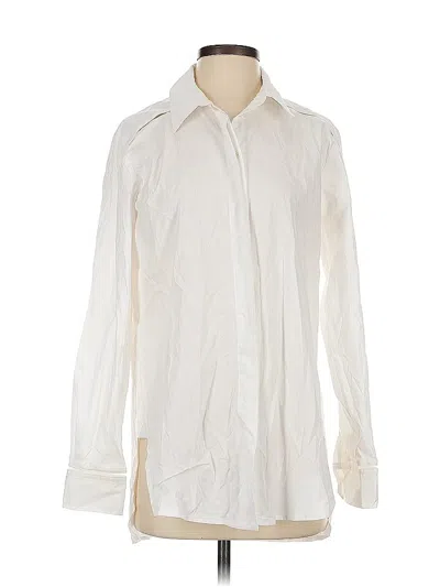 Pre-owned Athleta Long Sleeve Button Down Shirt In White