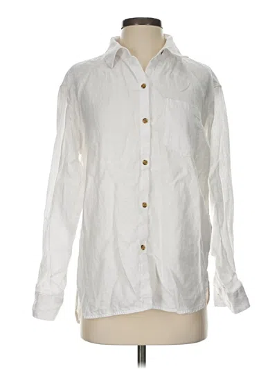 Pre-owned Athleta Long Sleeve Button Down Shirt In White