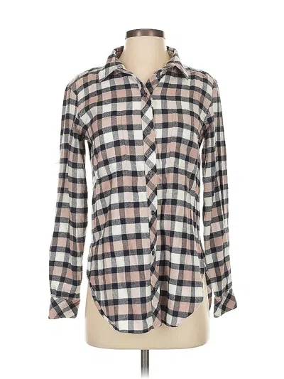 Pre-owned Athleta Long Sleeve Button Down Shirt In White