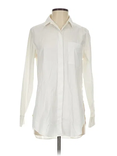 Pre-owned Athleta Long Sleeve Button Down Shirt In White