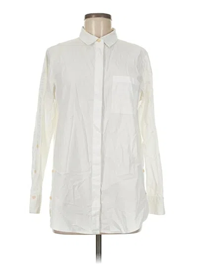 Pre-owned Athleta Long Sleeve Button Down Shirt In White