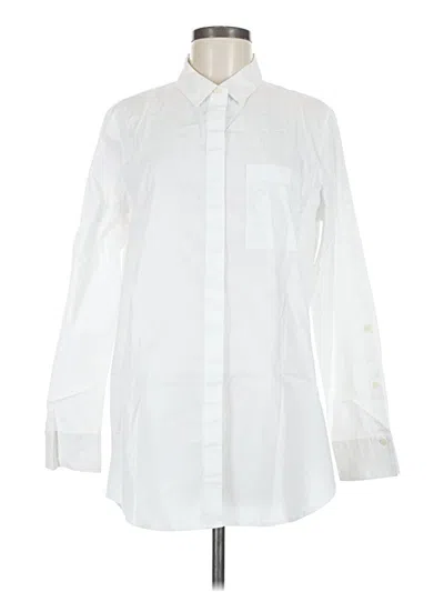Pre-owned Athleta Long Sleeve Button Down Shirt In White