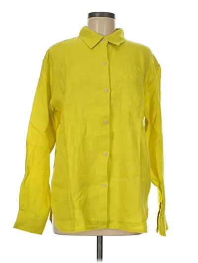 Pre-owned Athleta Long Sleeve Button Down Shirt In Yellow