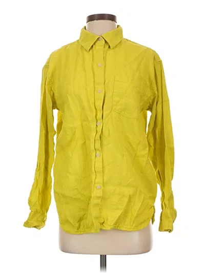 Pre-owned Athleta Long Sleeve Button Down Shirt In Yellow