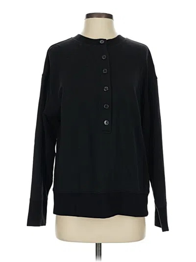 Pre-owned Athleta Long Sleeve Henley Shirt In Black