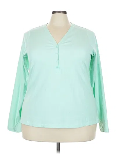 Pre-owned Athleta Long Sleeve Henley Shirt In Blue