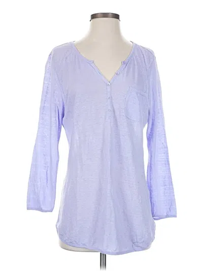 Pre-owned Athleta Long Sleeve Henley Shirt In Blue