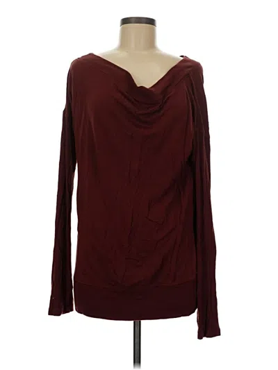 Pre-owned Athleta Long Sleeve Henley Shirt In Burgundy