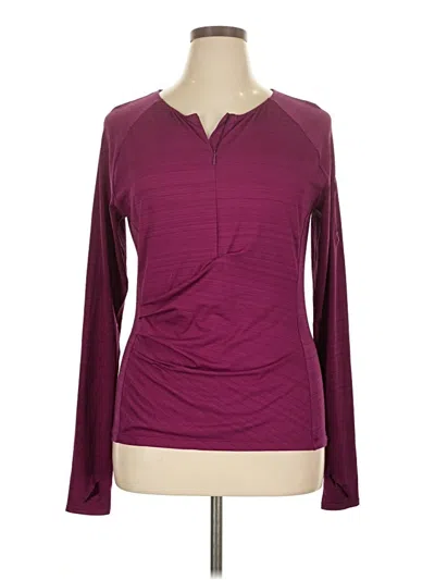 Pre-owned Athleta Long Sleeve Henley Shirt In Burgundy