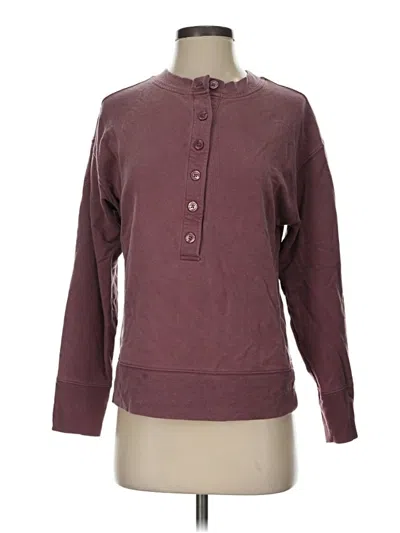 Pre-owned Athleta Long Sleeve Henley Shirt In Burgundy