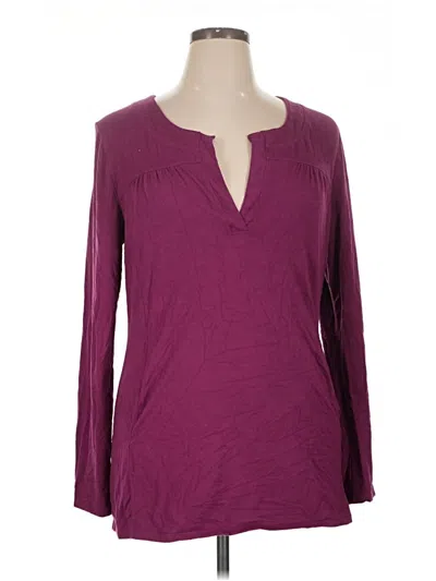Pre-owned Athleta Long Sleeve Henley Shirt In Burgundy