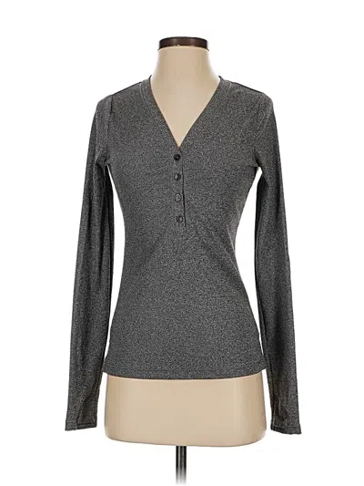 Pre-owned Athleta Long Sleeve Henley Shirt In Gray