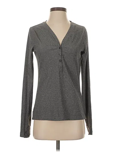 Pre-owned Athleta Long Sleeve Henley Shirt In Gray