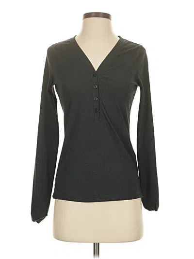 Pre-owned Athleta Long Sleeve Henley Shirt In Gray