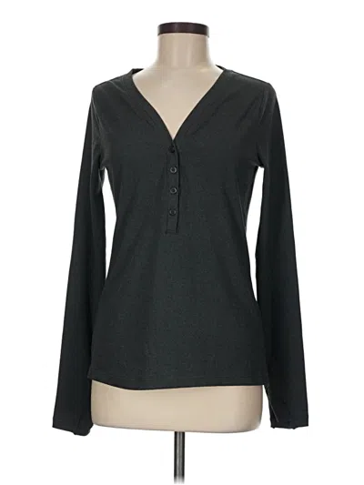 Pre-owned Athleta Long Sleeve Henley Shirt In Gray