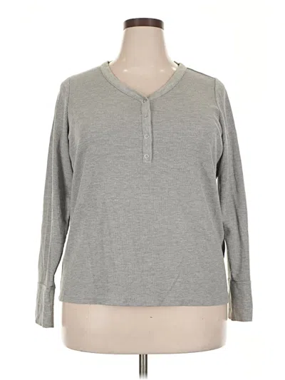 Pre-owned Athleta Long Sleeve Henley Shirt In Gray