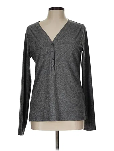 Pre-owned Athleta Long Sleeve Henley Shirt In Gray