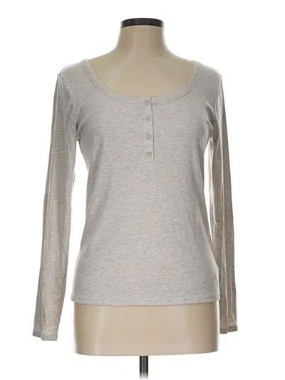 Pre-owned Athleta Long Sleeve Henley Shirt In Gray