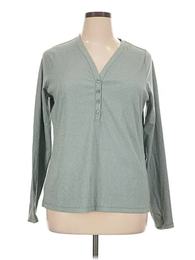 Pre-owned Athleta Long Sleeve Henley Shirt In Gray