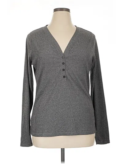 Pre-owned Athleta Long Sleeve Henley Shirt In Gray