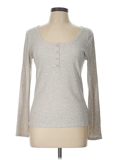 Pre-owned Athleta Long Sleeve Henley Shirt In Gray