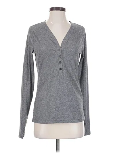Pre-owned Athleta Long Sleeve Henley Shirt In Gray