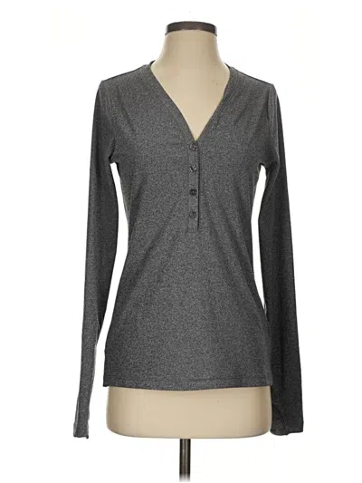 Pre-owned Athleta Long Sleeve Henley Shirt In Gray
