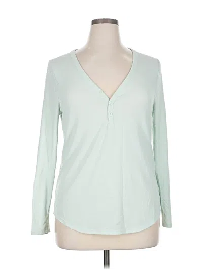 Pre-owned Athleta Long Sleeve Henley Shirt In Green