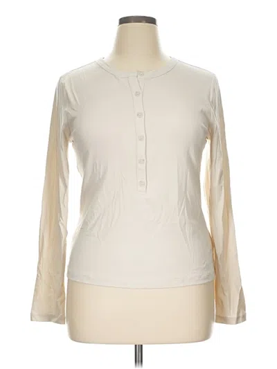 Pre-owned Athleta Long Sleeve Henley Shirt In Ivory