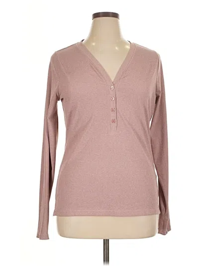 Pre-owned Athleta Long Sleeve Henley Shirt In Pink